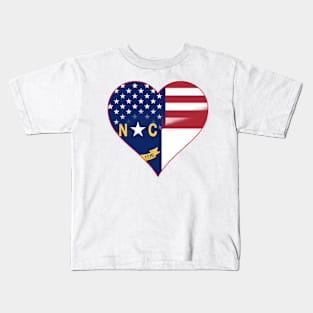 North Carolina and American Flag Fusion Design Kids T-Shirt